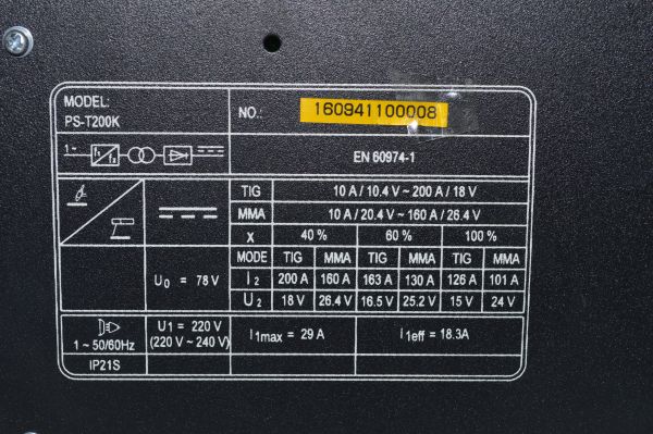 Soldadora Porten MMA TIG PS-T200K 200V - Imagen 2