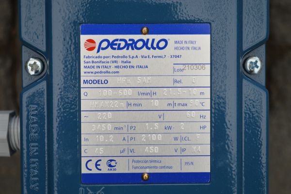 Bomba Pedrollo Centrifuga HFM5AM 2hp - Imagen 3