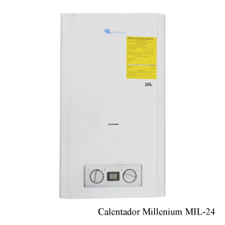 Calefón a Gas Milenium 26 Litros Tiro Reforzado 2 Pilas