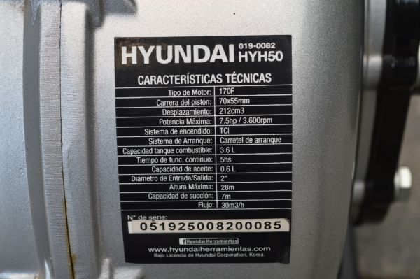 Bomba Motor Gasolina Hyundai HYH50 7.5hp Presión - Imagen 3