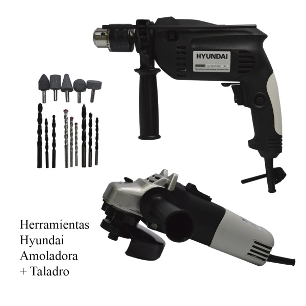 Set Herramientas Hyundai HYCD2 taladro HH0111 + amoladora HH