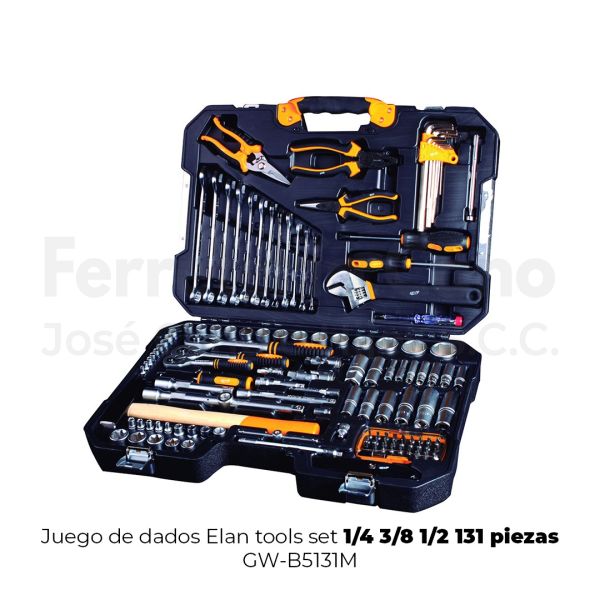 Juego de dados ElanTools 1/4 3/8 1/2 131 piezas GW-B5120M-04