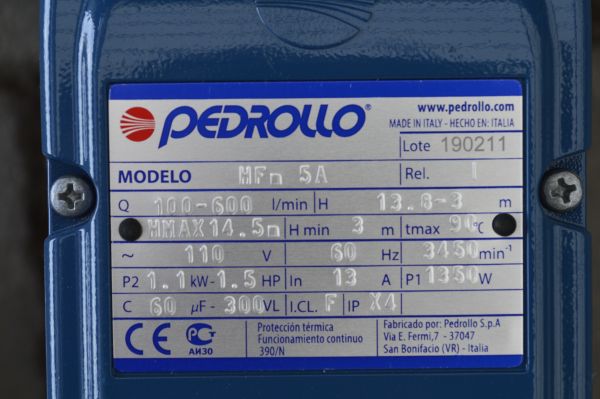 Bomba Pedrollo Centrifuga HFM5A 1.5Hp 110v 2x2 Pulgadas - Imagen 3