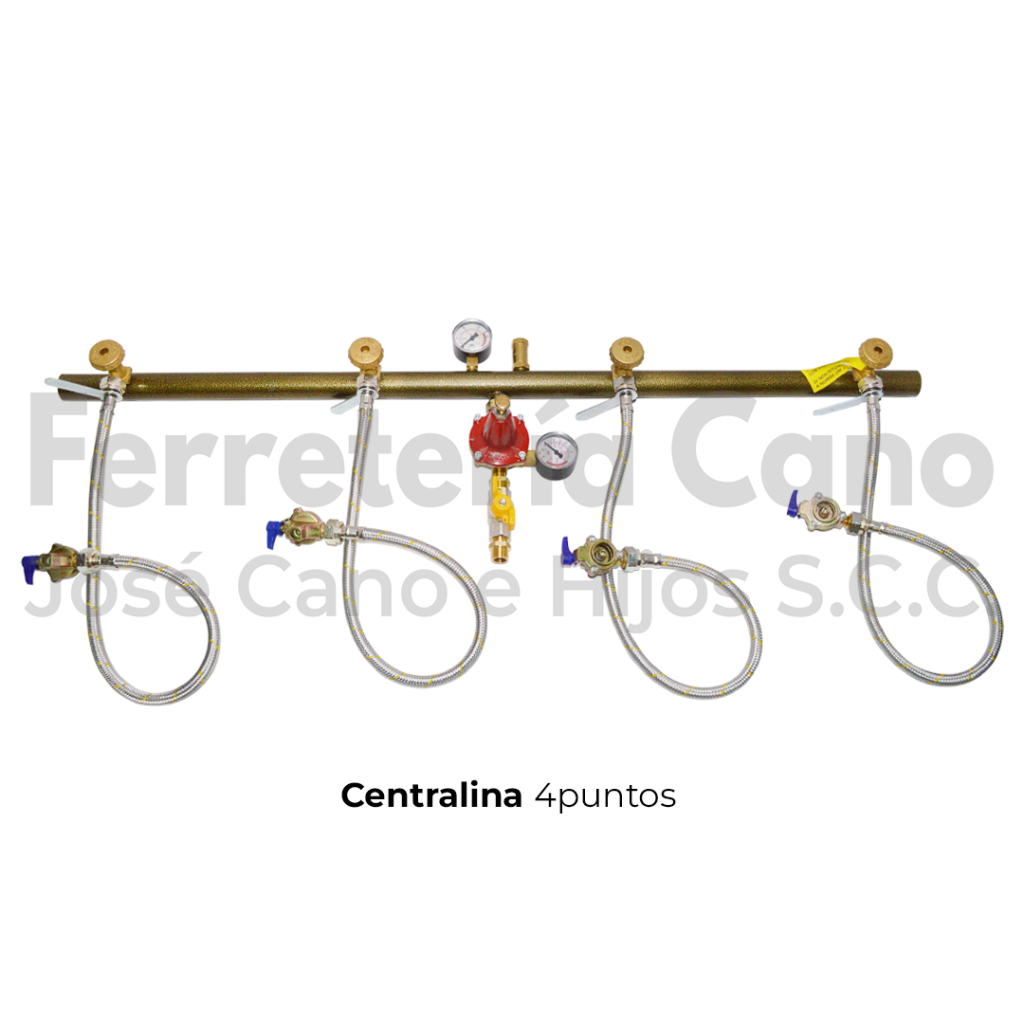 Centralina gas GPL tubolare per 2 bombole con manometro e valvola
