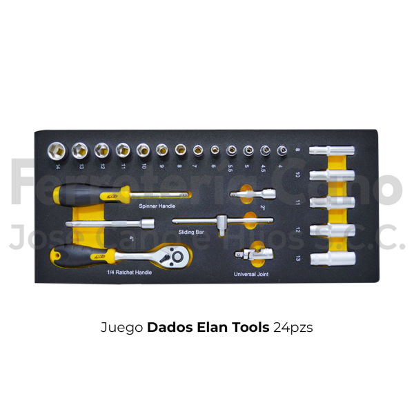 Juego de dados Elan Tools ser 1/4 24 piezas