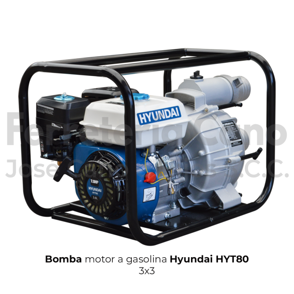 BOMBA MOTOR GASOLINA HYUNDAI HYT80 3X3 7.5HP AGUAS NEGRAS