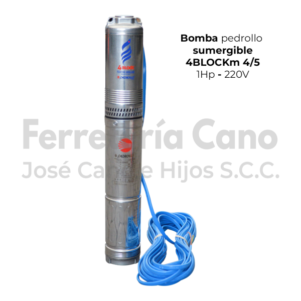BOMBA PEDROLLO SUMERGIBLE 4BLOCKM4/5 1.0HP 220V 20M CABLE