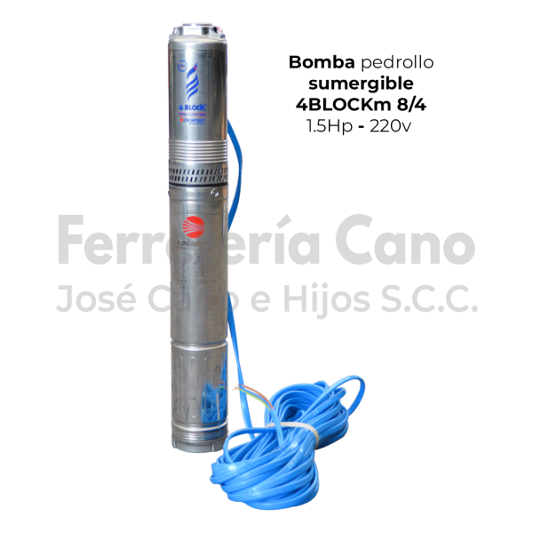 BOMBA PEDROLLO SUMERGIBLE 4BLOCKM8/4 1.5HP 220V 20M CABLE