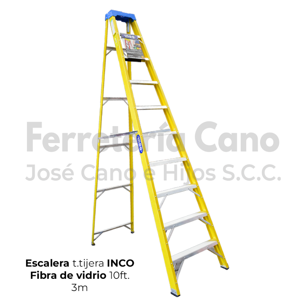 Escalera Tijera Fibra De Vidrio Inco M Ft Amarilla Gradas Ferreter A Cano