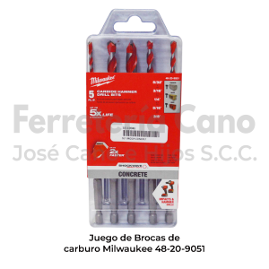 BROCA JUEGO 5PSZ CONCRTEO SHOCKWAVE MILWAUKEE 48-20-9051