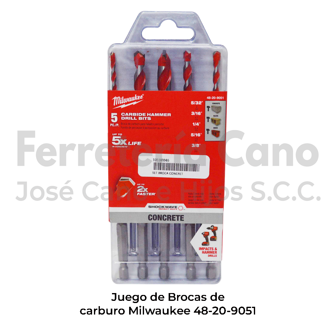 thumbnail interactive-video image 1 of Milwaukee SHOCKWAVE 5-Piece Carbide Hammer Drill Bit Set – Hex Shank, 48-20-9051, Concrete 1 of 5