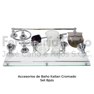 ACCESORIOS BAÑO SET 8PZS ITALIAN CROMADO