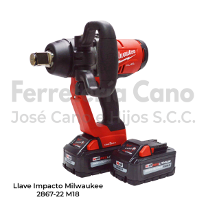 LLAVE IMPACTO MILWAUKEE 2867-22 1 18V XC8,0 ONE-KEY M18