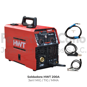 SOLDADORA HWT 3EN1 MIG TIG MMA 200A 110-220V
