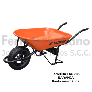 Carretilla Taurus naranja llanta 3 Aspas neumática