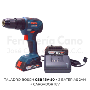 Taladro Bosch GSB 18V-50 + 2 baterías 2A + CASE 18V