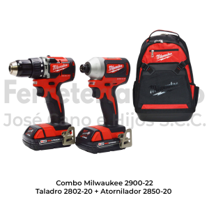 Taladro Milwaukee 2900-22CTBP 2802-20+ L2850-20+MOCHILA