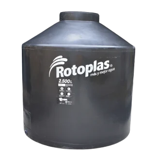 Tanque elevado Rotoplas negro de 2500 litros para almacenamiento de agua