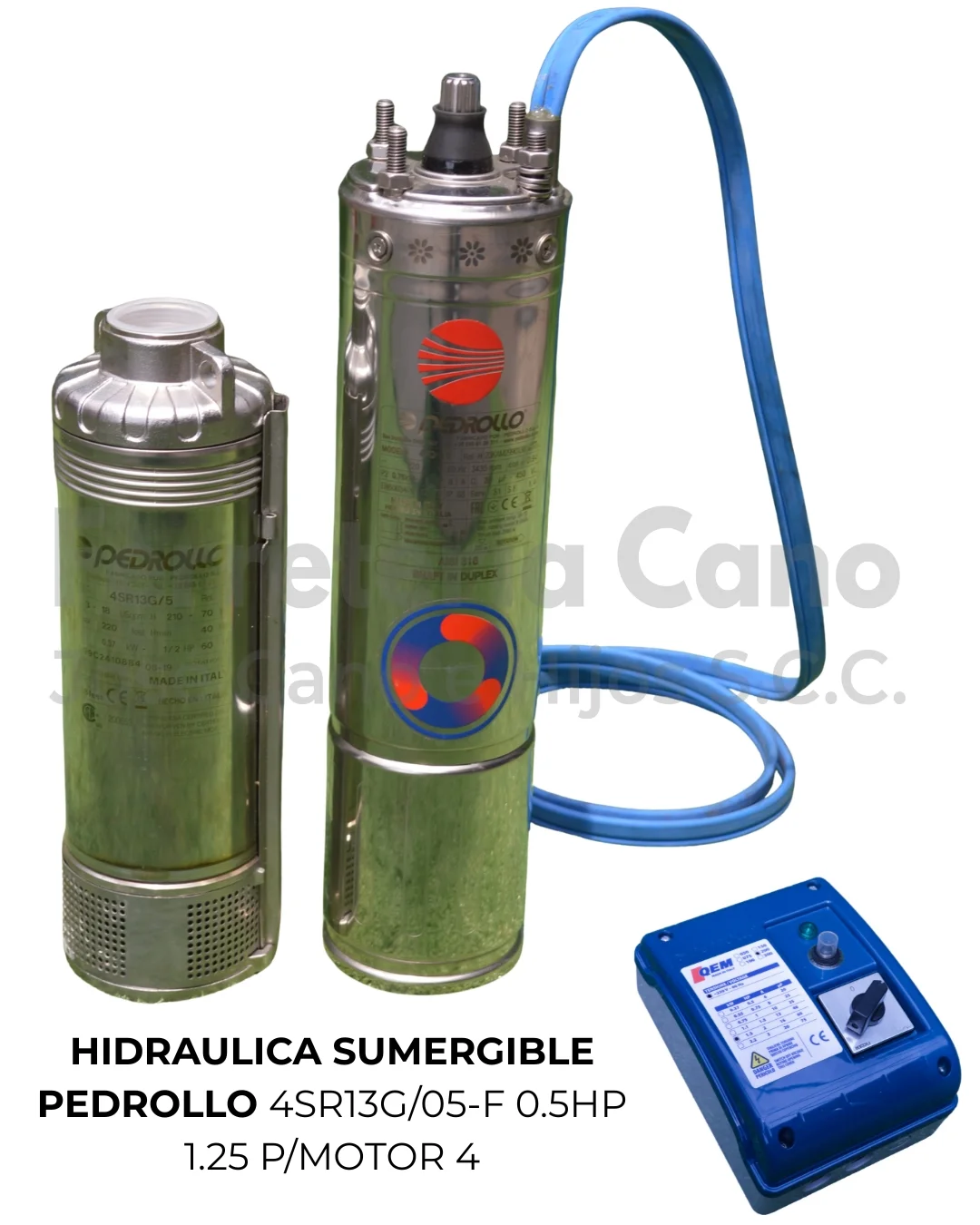 Kit hidráulica y motor Bomba Sumergible Pedrollo 4SR13G/05-F 0.5HP para Pozo 4"