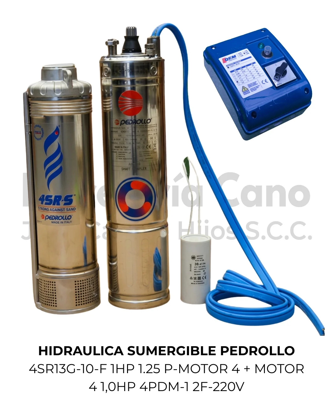 Kit hidráulica y motor Bomba Sumergible Pedrollo 4SR13G/10-F 1HP 1.25" Motor 4