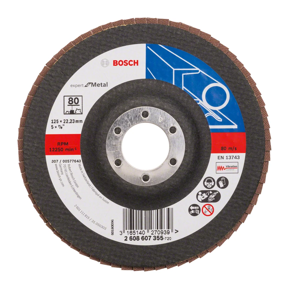 Disco Flap Bosch Óxido de Aluminio Grano 120 - 4 1/2" (114mm)