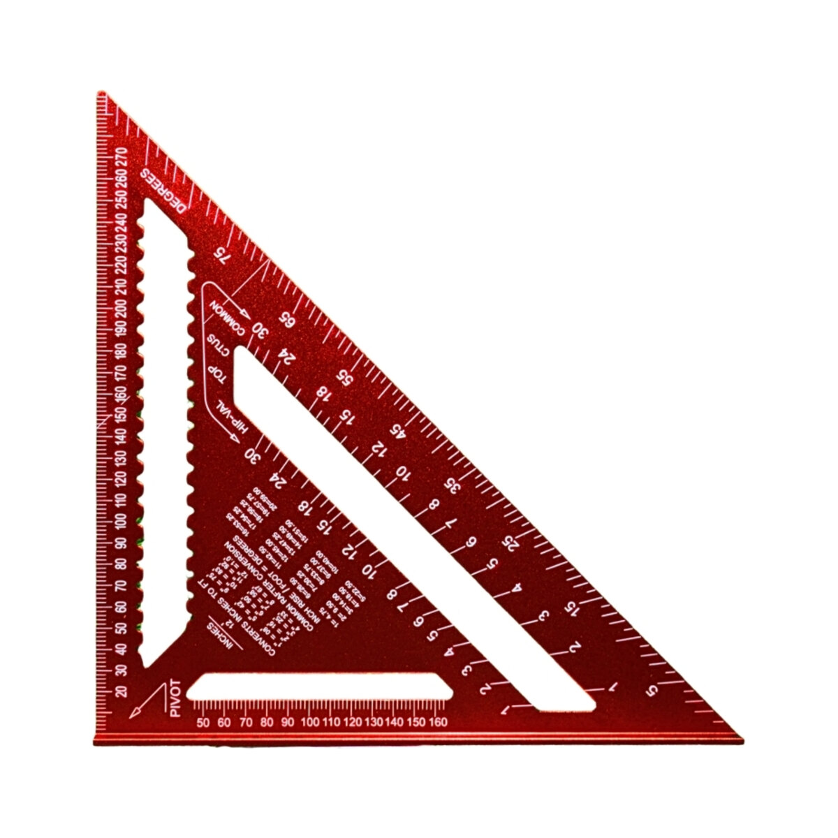 Escuadra de carpintero triangular de aluminio roja de 12 pulgadas