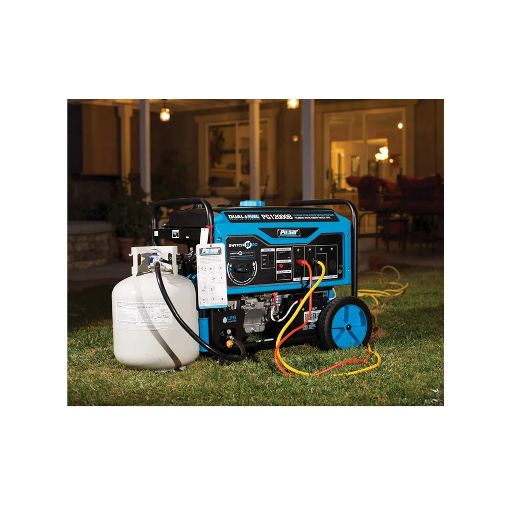 Generador Pulsar PG12000B conectado a cilindro de gas