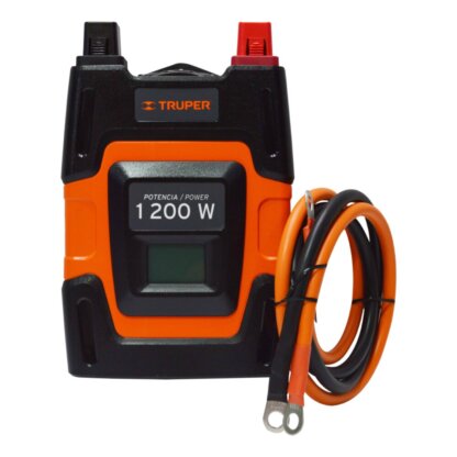 Inversor de Corriente Truper 1200 W 10491 con Pinzas para Batería