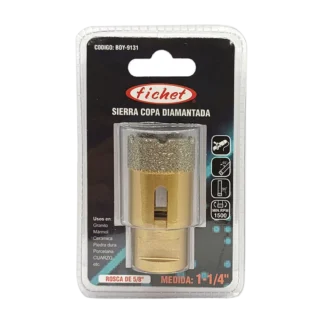 Sierra copa diamantada Fichet para amoladora con rosca de 5/8 pulgada